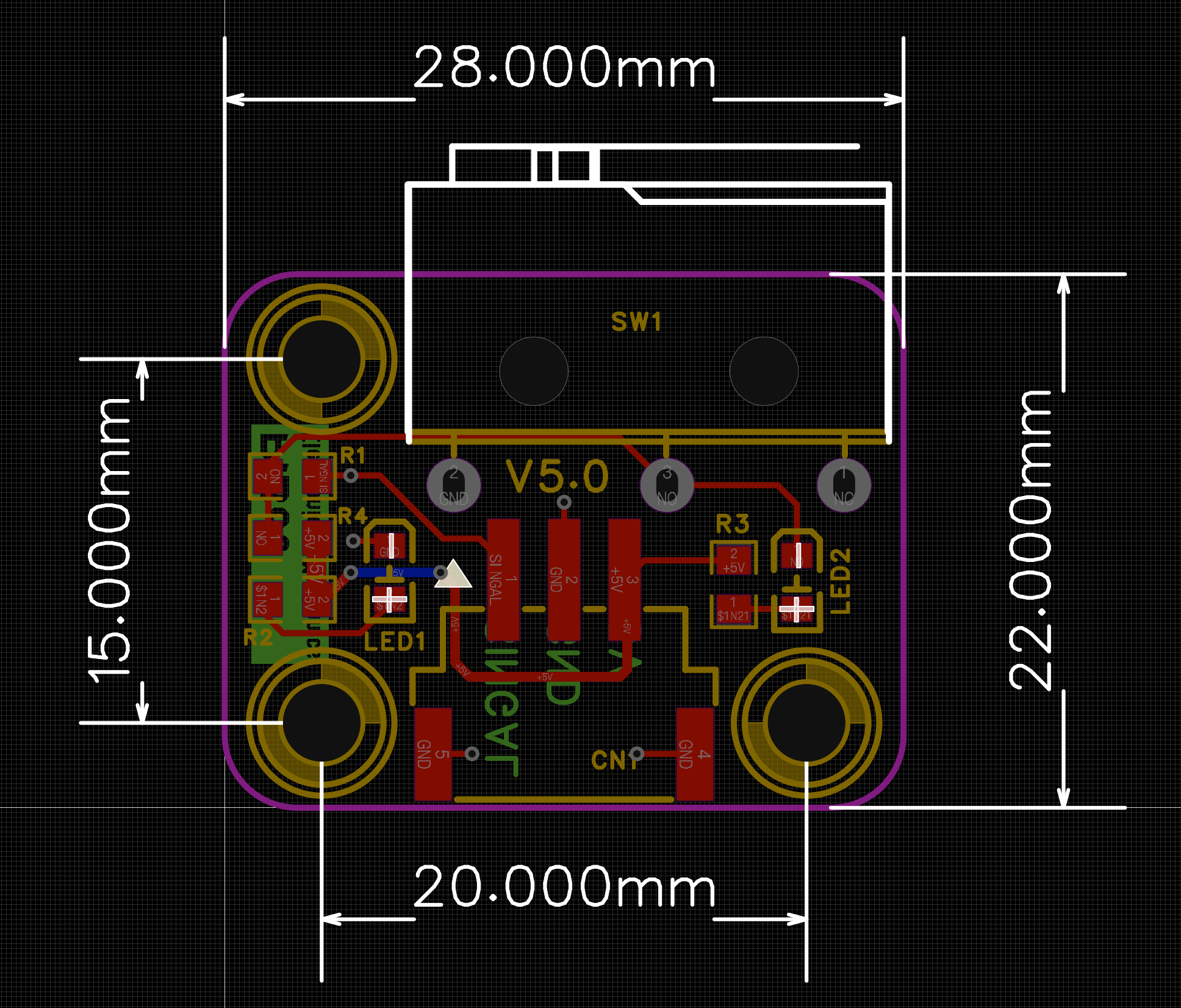 PiBot Mechanical Endstop V5 size and mounting dimensions