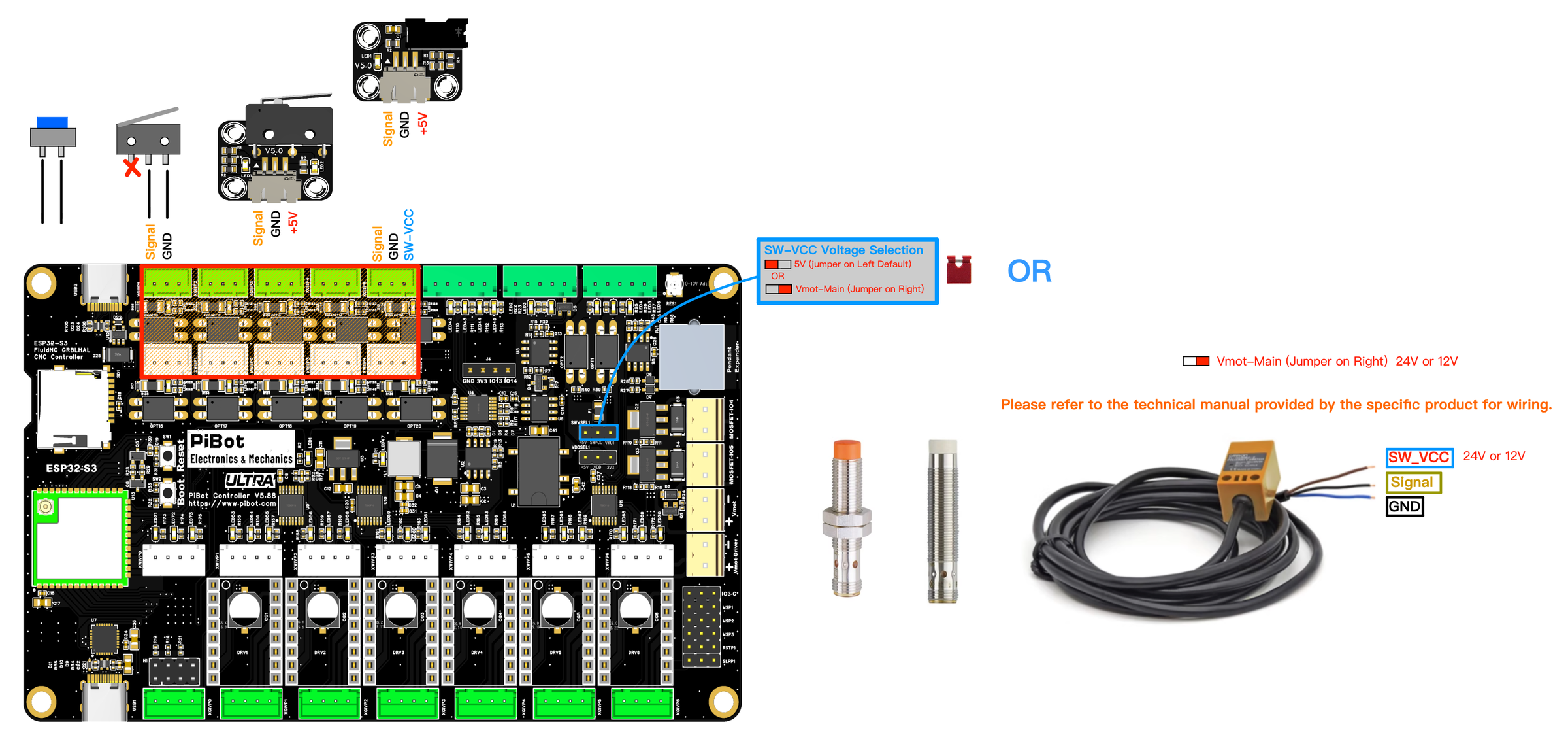 PiBot Endstop V5 connection to V5.88 Ultra