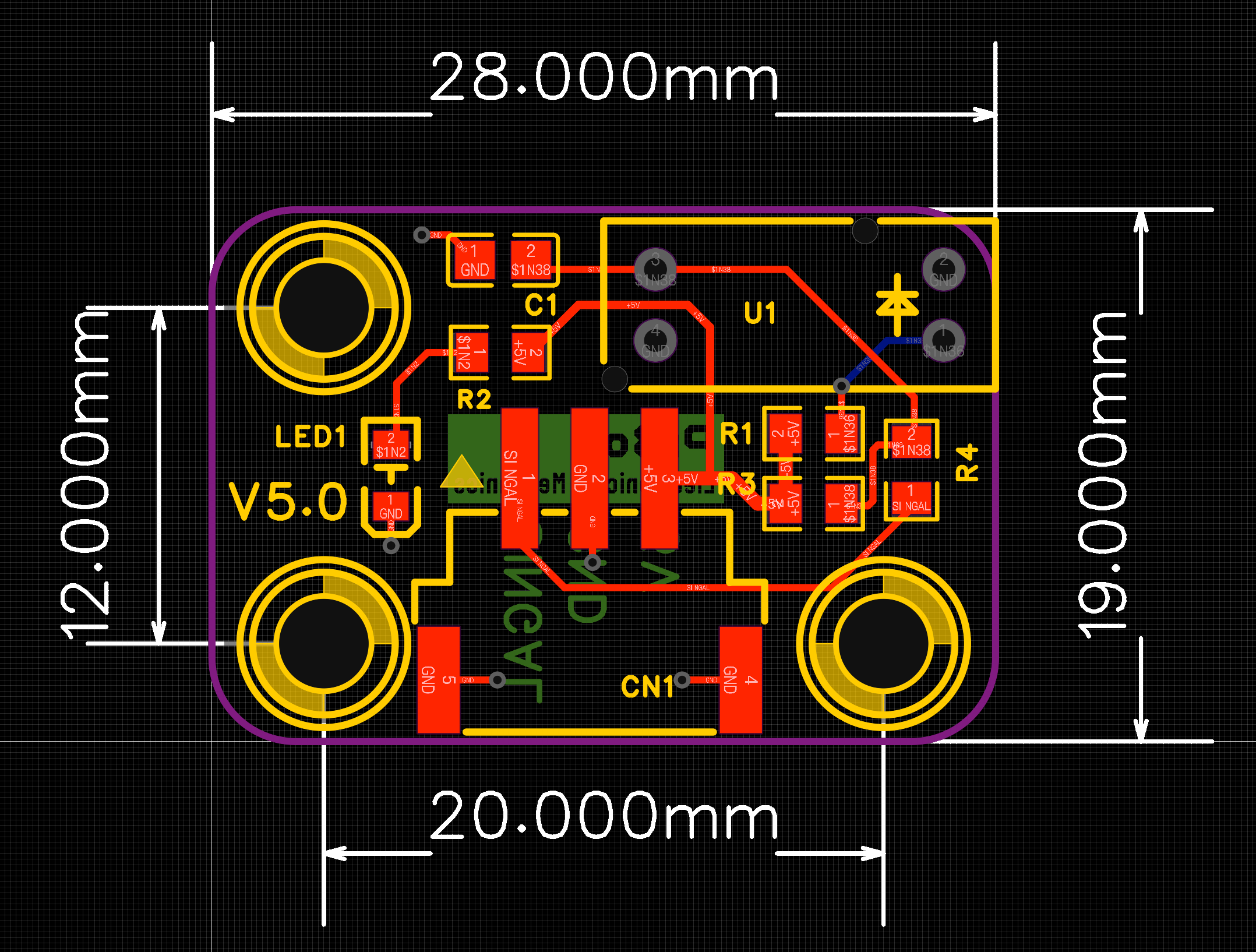 PiBot Optical Endstop V5 size and mounting dimensions